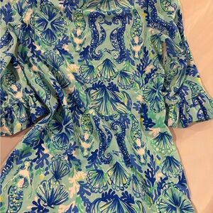 Lilly Pulitzer Blue and Green Seashell Kids dress